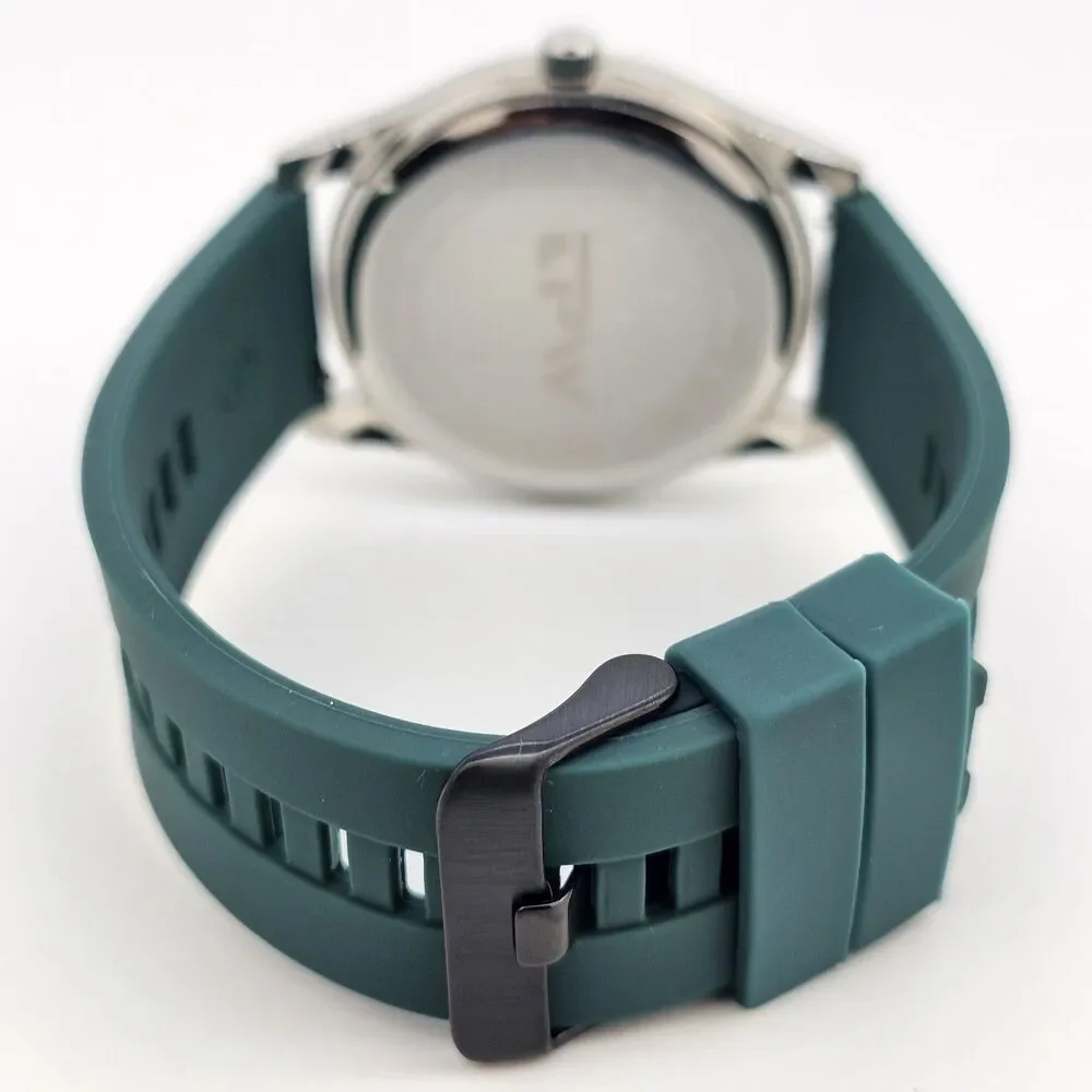 Men's Field Watch 42MM Gray Case Black Dial Dark‎ Green Plastic Band Straps